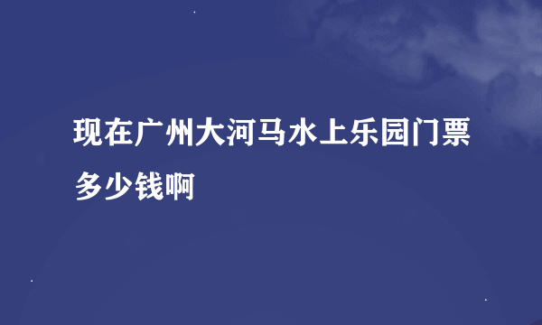 现在广州大河马水上乐园门票多少钱啊