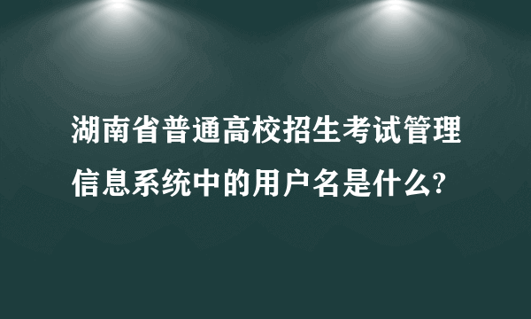 湖南省普通高校招生考试管理信息系统中的用户名是什么?