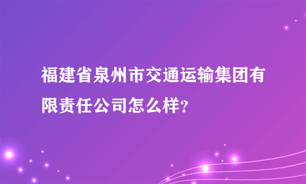 福建省泉州市交通运输集团有限责任公司怎么样？