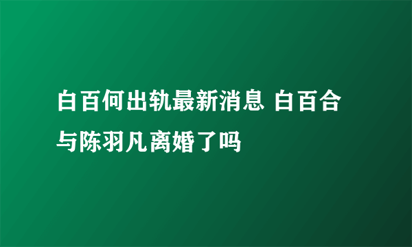 白百何出轨最新消息 白百合与陈羽凡离婚了吗