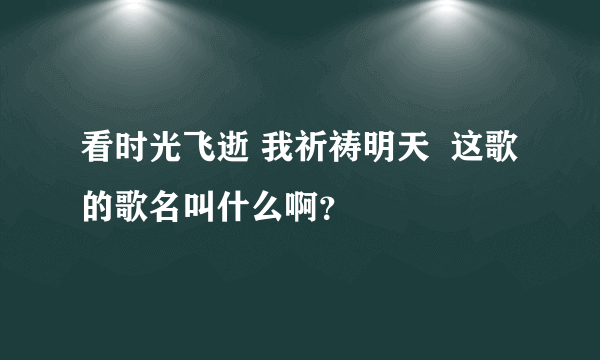 看时光飞逝 我祈祷明天  这歌的歌名叫什么啊？