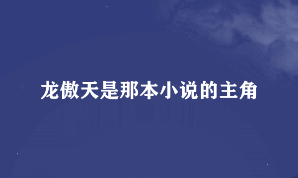 龙傲天是那本小说的主角