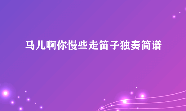 马儿啊你慢些走笛子独奏简谱