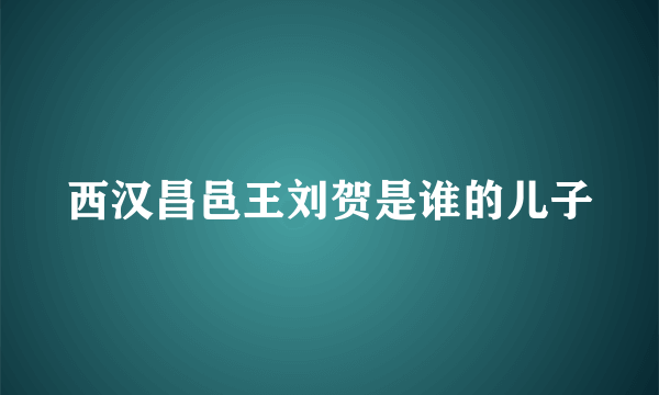 西汉昌邑王刘贺是谁的儿子