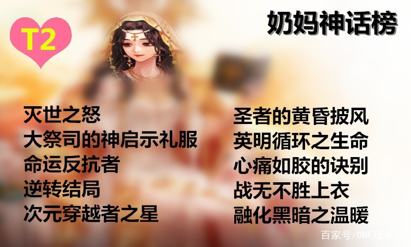 DNF：奶妈神话榜，军神神话耳环排名第几？