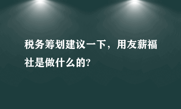 税务筹划建议一下，用友薪福社是做什么的?