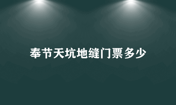 奉节天坑地缝门票多少