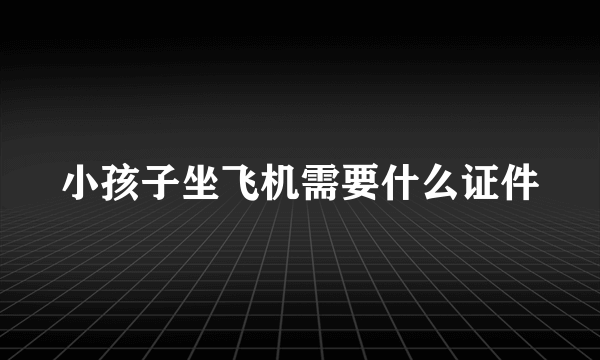 小孩子坐飞机需要什么证件