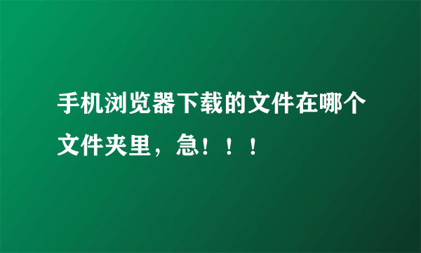 手机浏览器下载的文件在哪个文件夹里，急！！！