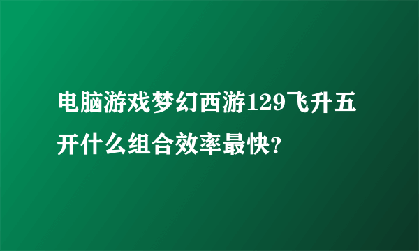 电脑游戏梦幻西游129飞升五开什么组合效率最快？