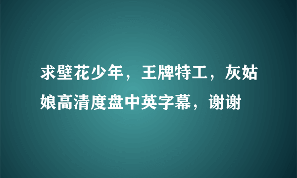 求壁花少年，王牌特工，灰姑娘高清度盘中英字幕，谢谢