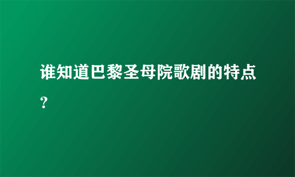 谁知道巴黎圣母院歌剧的特点？