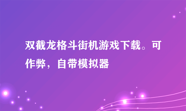 双截龙格斗街机游戏下载。可作弊，自带模拟器