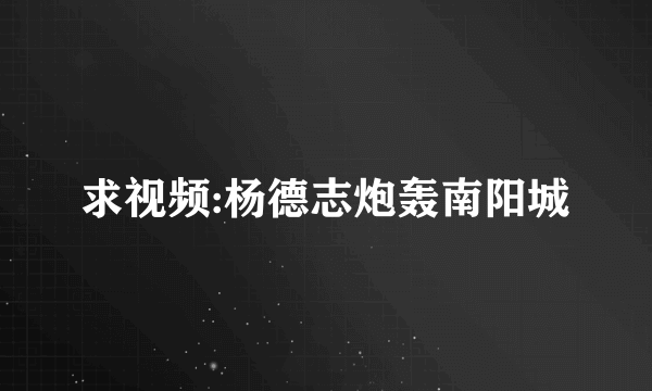 求视频:杨德志炮轰南阳城