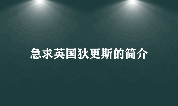 急求英国狄更斯的简介