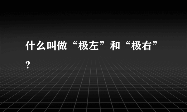 什么叫做“极左”和“极右”？