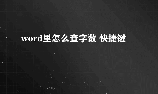 word里怎么查字数 快捷键