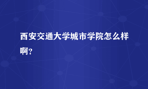 西安交通大学城市学院怎么样啊？