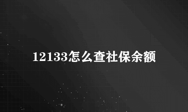 12133怎么查社保余额