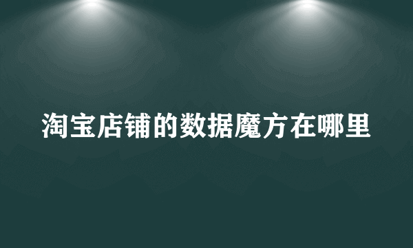 淘宝店铺的数据魔方在哪里