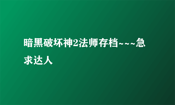 暗黑破坏神2法师存档~~~急求达人