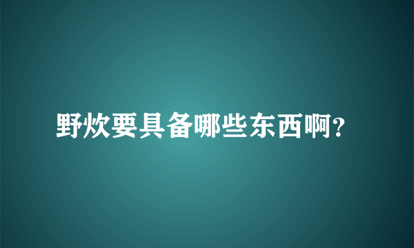 野炊要具备哪些东西啊？