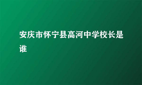 安庆市怀宁县高河中学校长是谁