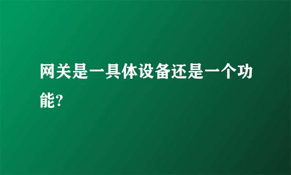 网关是一具体设备还是一个功能?