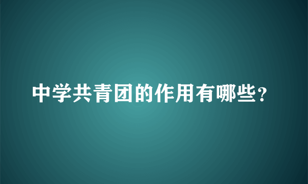 中学共青团的作用有哪些？