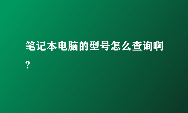 笔记本电脑的型号怎么查询啊?