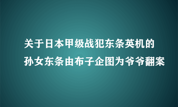 关于日本甲级战犯东条英机的孙女东条由布子企图为爷爷翻案