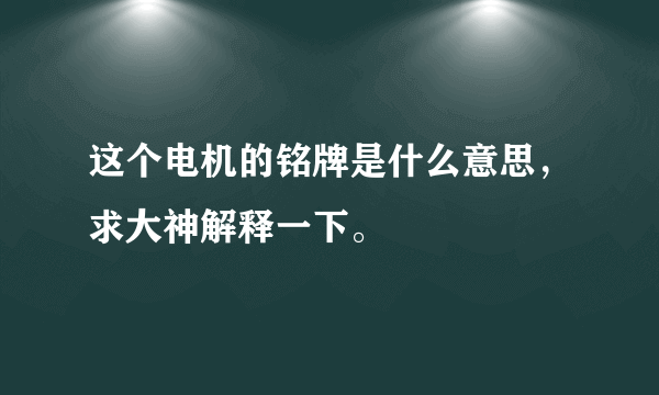 这个电机的铭牌是什么意思，求大神解释一下。