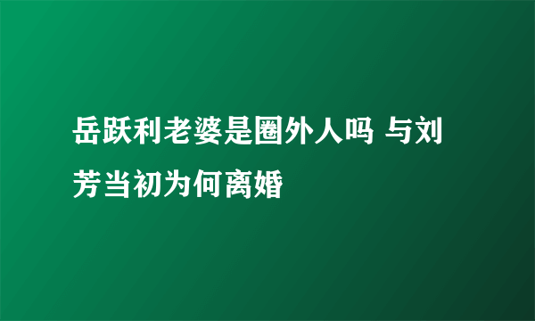 岳跃利老婆是圈外人吗 与刘芳当初为何离婚