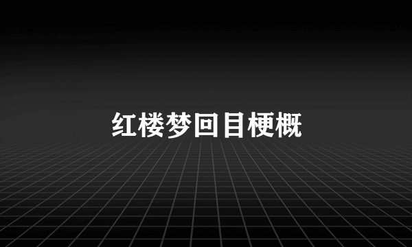 红楼梦回目梗概