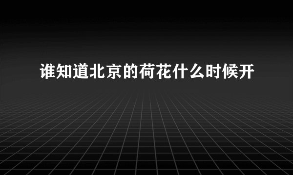 谁知道北京的荷花什么时候开