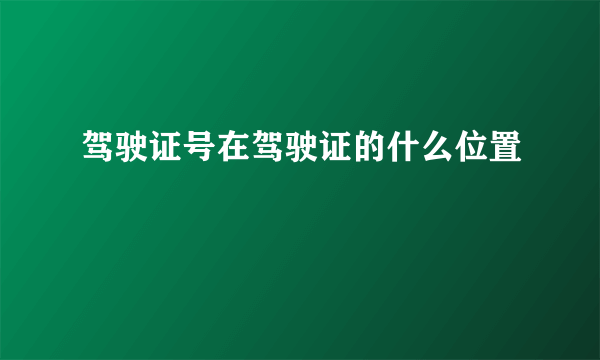 驾驶证号在驾驶证的什么位置