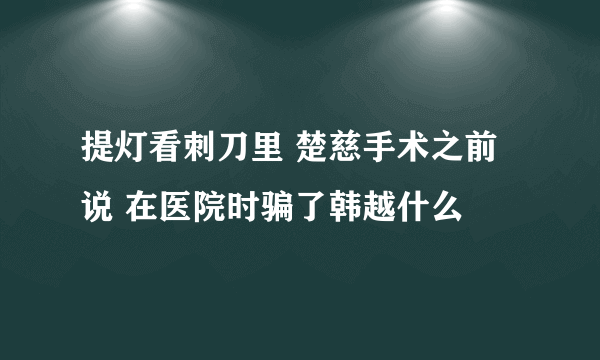 提灯看刺刀里 楚慈手术之前说 在医院时骗了韩越什么