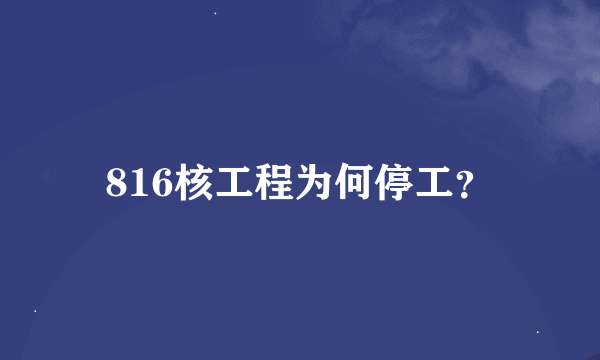 816核工程为何停工？