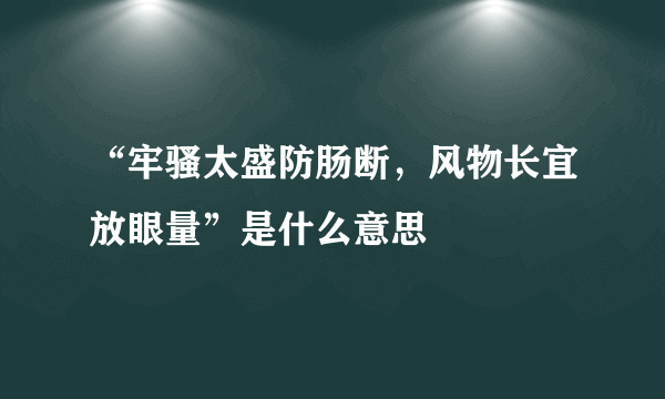 “牢骚太盛防肠断，风物长宜放眼量”是什么意思