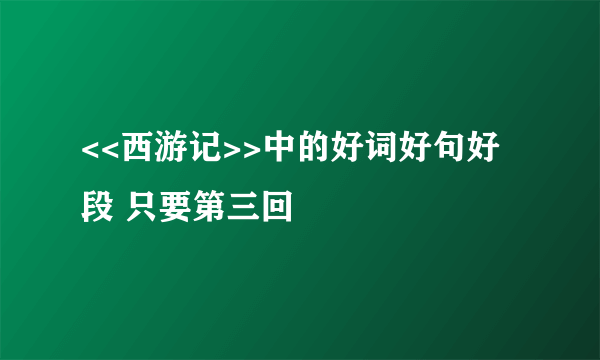 <<西游记>>中的好词好句好段 只要第三回