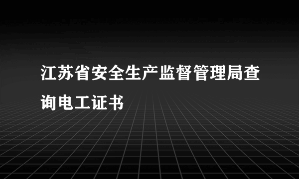 江苏省安全生产监督管理局查询电工证书