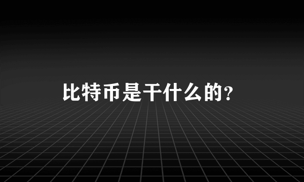 比特币是干什么的？