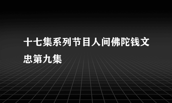 十七集系列节目人间佛陀钱文忠第九集