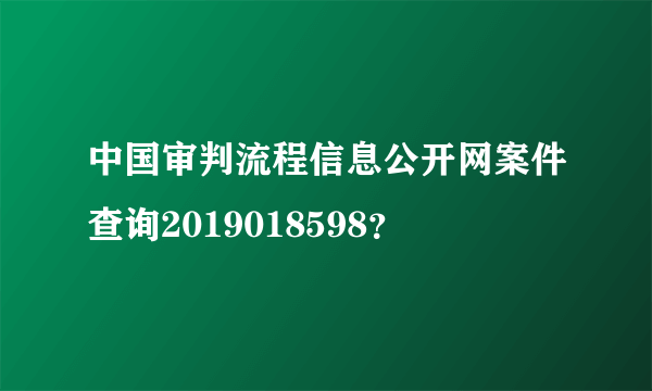 中国审判流程信息公开网案件查询2019018598？