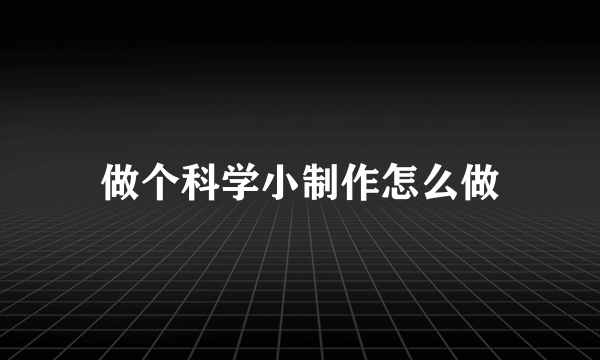 做个科学小制作怎么做