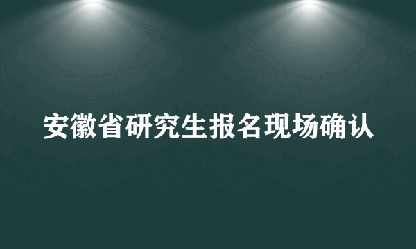 安徽省研究生报名现场确认