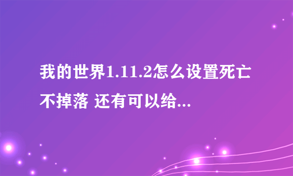 我的世界1.11.2怎么设置死亡不掉落 还有可以给一些作弊码吗