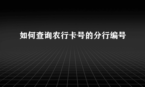 如何查询农行卡号的分行编号