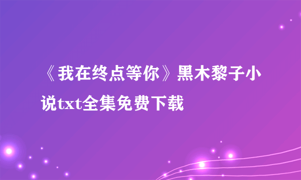 《我在终点等你》黑木黎子小说txt全集免费下载