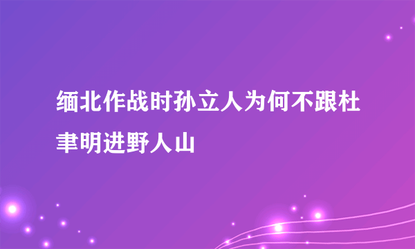 缅北作战时孙立人为何不跟杜聿明进野人山